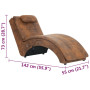 vidaXL Massage Chaise Longue with Pillow - Brown Faux Suede