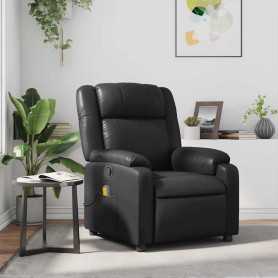 "Méga confort avec Fauteuil de Massage Inclinable Noir en Similicuir - vidaXL"