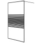vidaXL Black Shower Wall 115x195 cm Clear Tempered Glass