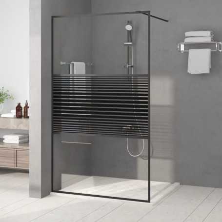 vidaXL Black Shower Wall 115x195 cm Clear Tempered Glass
