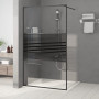 vidaXL Black Shower Wall 115x195 cm Clear Tempered Glass