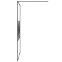 vidaXL Black Shower Wall 115x195 cm Clear Tempered Glass