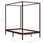 vidaXL Solid Wood Canopy Bed Frame without Mattress - 120x200 cm