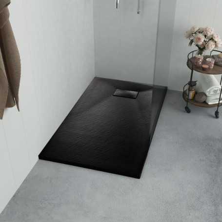vidaXL SMC Shower Tray Black 90 x 90 cm