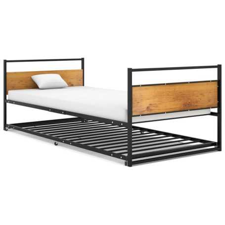 vidaXL Extendable Bed Frame without Mattress Black Metal - 90x200 cm