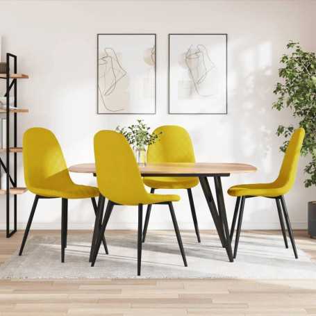 Chaises à manger Velours lot de 4 vidaXL - Jaune moutarde