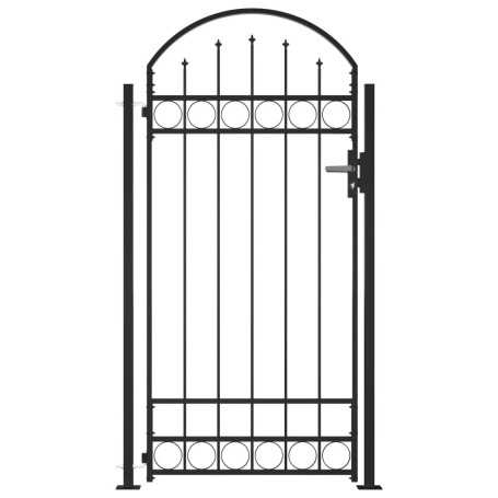 Portail de Clôture à Dessus Arqué avec Poteaux vidaXL - Élégance Durable 105x204 cm Noir | Achetez Maintenant