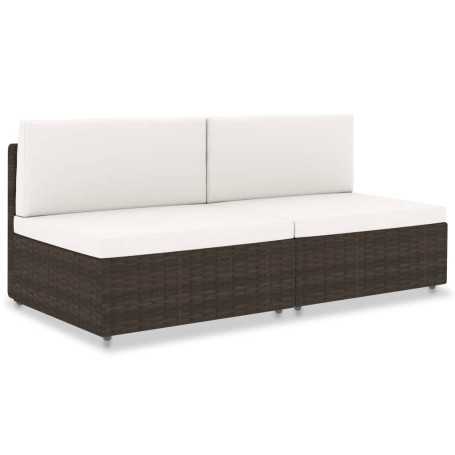 vidaXL 2-Seater Sectional Sofa Poly Rattan Brown