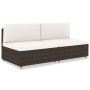 vidaXL 2-Seater Sectional Sofa Poly Rattan Brown