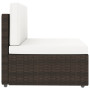 vidaXL 2-Seater Sectional Sofa Poly Rattan Brown