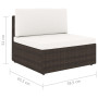 vidaXL 2-Seater Sectional Sofa Poly Rattan Brown