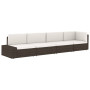 vidaXL 2-Seater Sectional Sofa Poly Rattan Brown