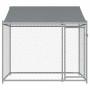 Cage pour chien avec toit et porte acier galvanisé gris vidaXL - 2x2x2 m
