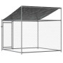 Cage pour chien avec toit et porte acier galvanisé gris vidaXL - 2x2x2 m