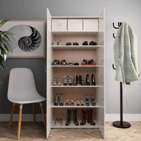 vidaXL Shoe Cabinet - White Glossy Engineered Wood