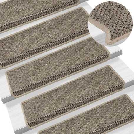 vidaXL Self-adhesive Stair Mats - 15 pcs 65x21x4 cm Dark Beige