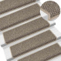vidaXL Self-adhesive Stair Mats - 15 pcs 65x21x4 cm Dark Beige