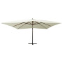 Parasol de jardin en porte-à-faux avec mât en bois vidaXL - Blanc sable