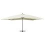 Parasol de jardin en porte-à-faux avec mât en bois vidaXL - Blanc sable