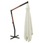 Parasol de jardin en porte-à-faux avec mât en bois vidaXL - Blanc sable