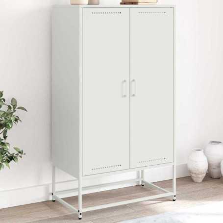 vidaXL White High Buffet Table 68.5x38.5x123.5 cm Steel Frame