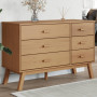 vidaXL Brown Solid Pine Wood Drawer Armoire - OLDEN