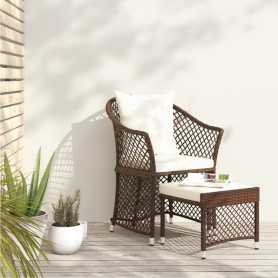 "Mobilier de Jardin vidaXL 2 pcs Marron en Résine Tressée avec Coussins - Élégance et Confort"