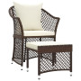 vidaXL 2-piece garden lounge set with cushions Brown Poly Rattan
