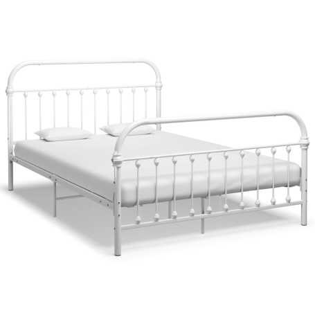 Cadre de lit blanc métal vidaXL - 140x200 cm: un design moderne pour des nuits de rêve!