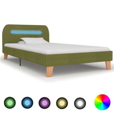 Cadre de lit avec LED sans matelas en tissu vidaXL - 90x200 cm - Vert
