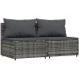 vidaXL 2-piece Grey Poly Rattan Garden Sofa Set with Cushions