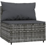 vidaXL 2-piece Grey Poly Rattan Garden Sofa Set with Cushions