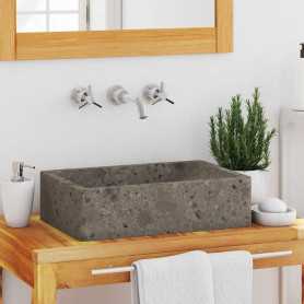 "Magnifique Lavabo en Marbre Gris Brillant - vidaXL 45x30x12 cm - Élégance et Qualité"