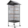 vidaXL Bird Cage with Roof Steel Black - 66 x 66 x 155 cm