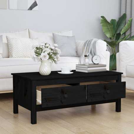vidaXL Black Solid Pine Wood Coffee Table - 100x50x40 cm