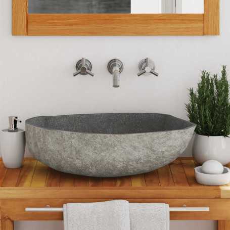 vidaXL Oval River Stone Washbasin - (45-53)x(34-41) cm