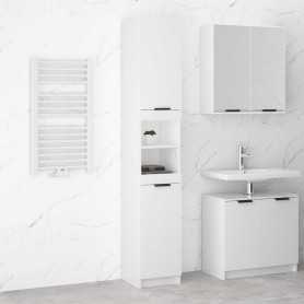 "vidaXL Armoire de Salle de Bain Blanc Brillant 32x34x188,5 cm - Design Élégant et Fonctionnel"