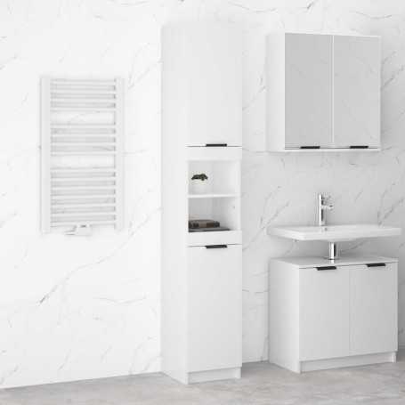 "vidaXL Armoire de Salle de Bain Blanc Brillant 32x34x188,5 cm - Design Élégant et Fonctionnel"