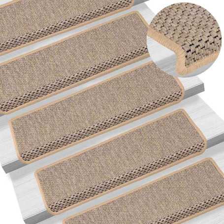 "Tapis d'escalier autocollants vidaXL - Lot de 15, 65x21x4 cm, Beige clair | Sécurité et Élégance pour Vos Escaliers"