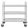 "vidaXL Chariot de Cuisine 3 Niveaux en Acier Inoxydable - 95x45x83,5 cm | Optimisez votre espace culinaire"