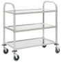 "vidaXL Chariot de Cuisine 3 Niveaux en Acier Inoxydable - 95x45x83,5 cm | Optimisez votre espace culinaire"