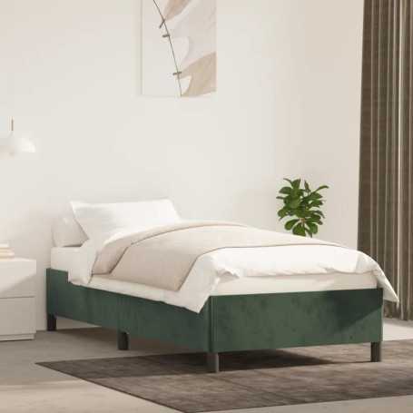 vidaXL Dark Green Velvet Bed Frame without Mattress - 80x200 cm