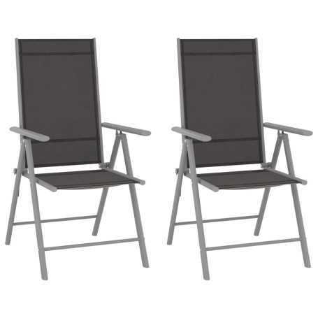 vidaXL Folding Garden Chairs Set of 2 Textilene Black