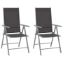 vidaXL Folding Garden Chairs Set of 2 Textilene Black