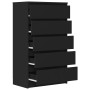 vidaXL Black Engineered Wood Chest of Drawers - 60x36x103 cm