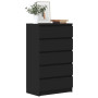vidaXL Black Engineered Wood Chest of Drawers - 60x36x103 cm