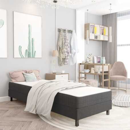 vidaXL Grey Fabric Bed Slatted Base Frame - 80x200 cm (Mattress Not Included)