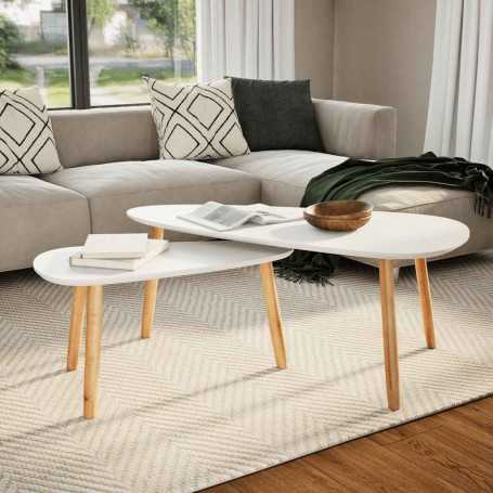 Ensemble de tables basses 2 pcs Bois de pin massif vidaXL - Blanc