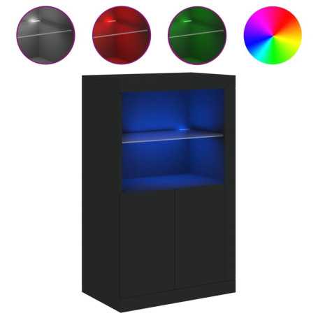 Armoire latérale avec lumières LED bois d'ingénierie vidaXL - Noir