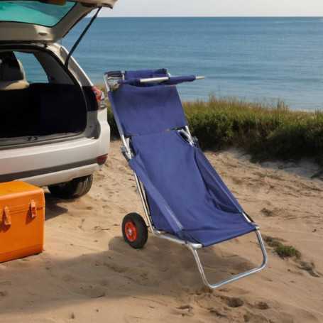 vidaXL Portable and Foldable Beach Cart with Wheels Blue